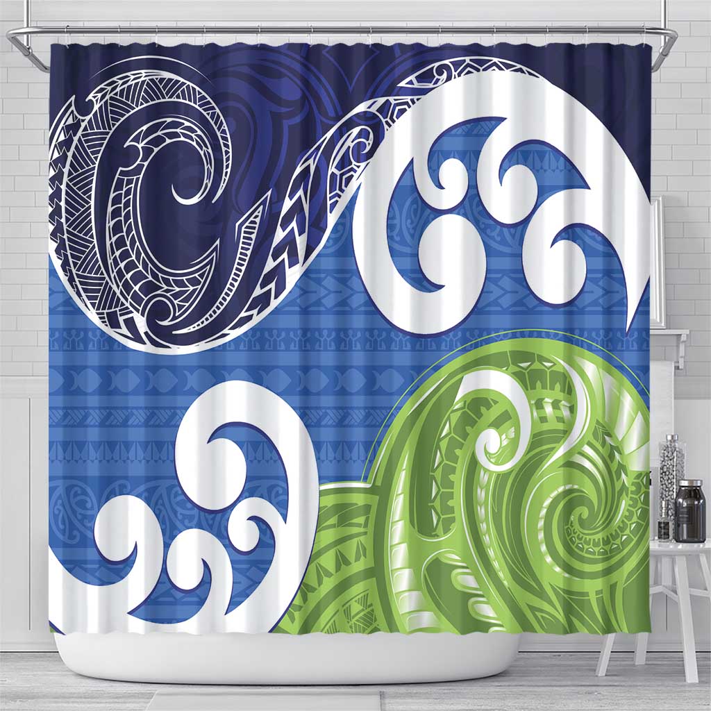 Southland New Zealand Shower Curtain Maori Koru Flag Color