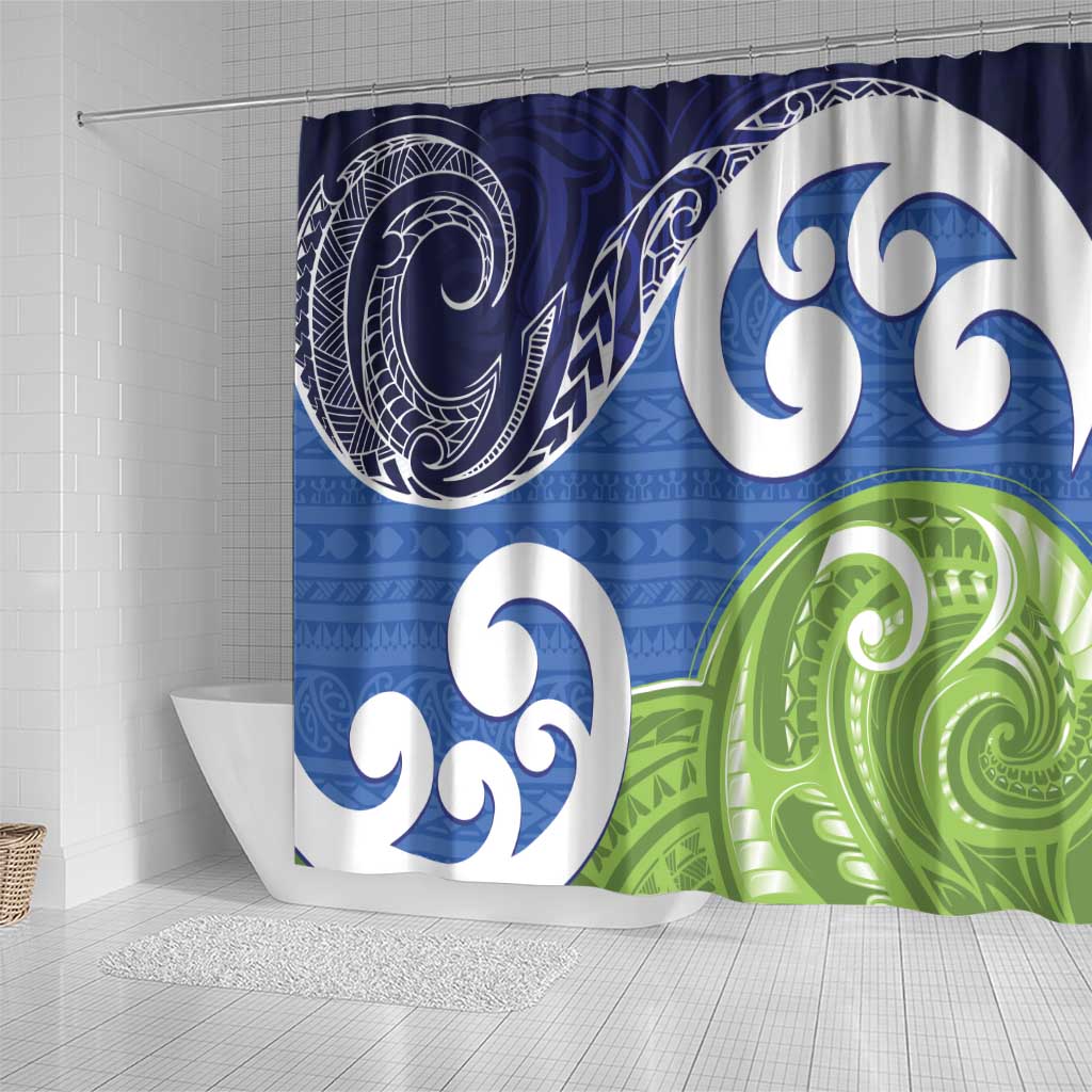 Southland New Zealand Shower Curtain Maori Koru Flag Color