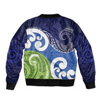 Southland New Zealand Sleeve Zip Bomber Jacket Maori Koru Flag Color