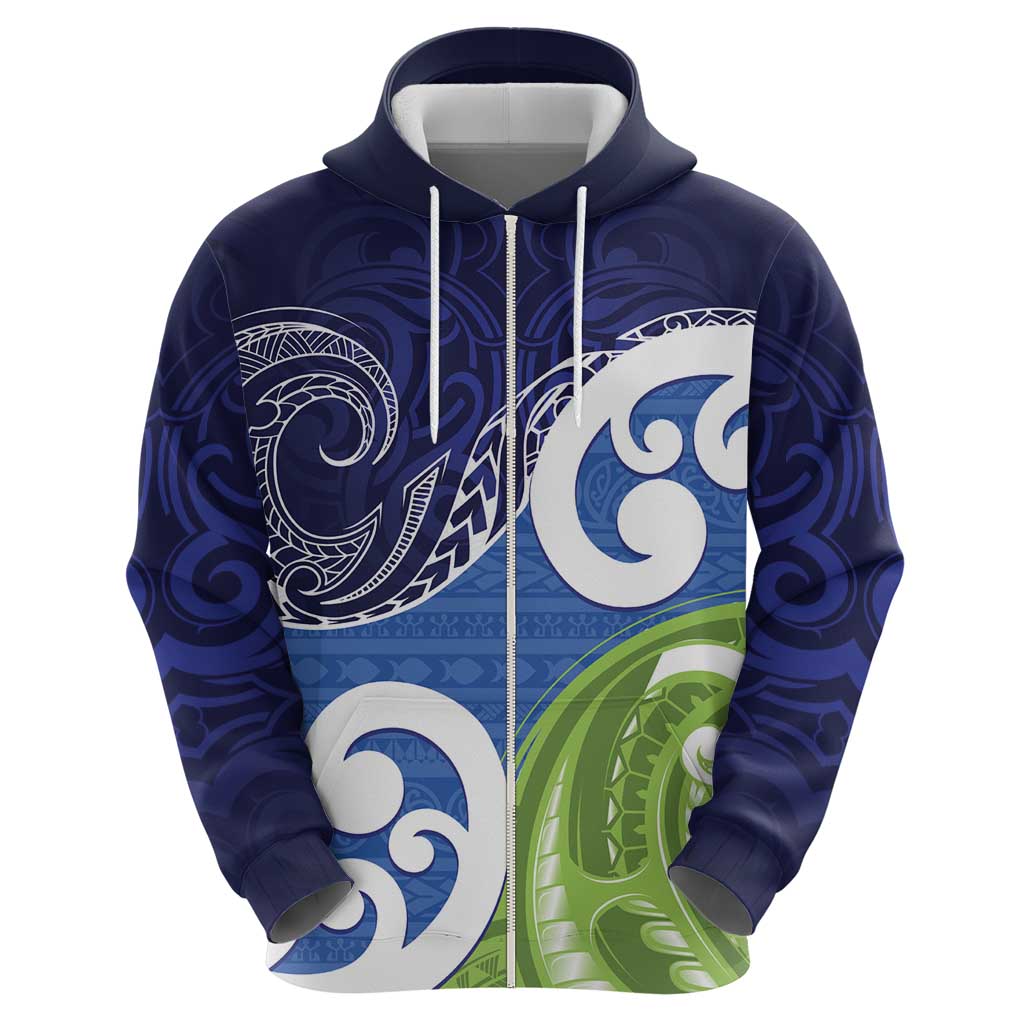 Southland New Zealand Zip Hoodie Maori Koru Flag Color