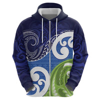 Southland New Zealand Zip Hoodie Maori Koru Flag Color