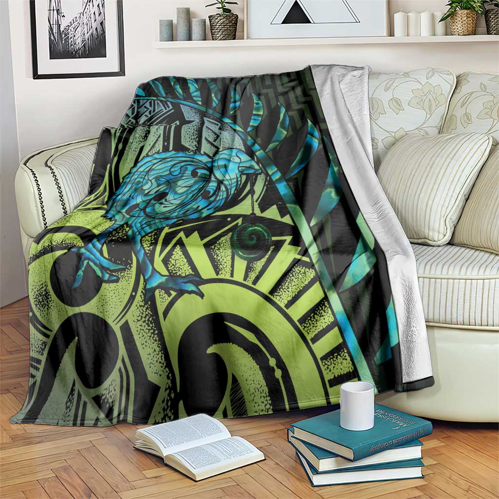 Southland Takehe Pounama Blanket Aotearoa Poutama Paua Shell Fern LT14 Black - Polynesian Pride