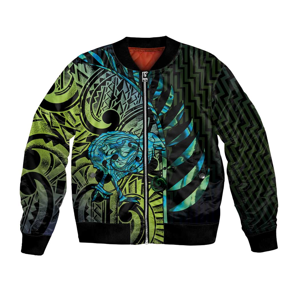 Southland Takehe Pounama Bomber Jacket Aotearoa Poutama Paua Shell Fern