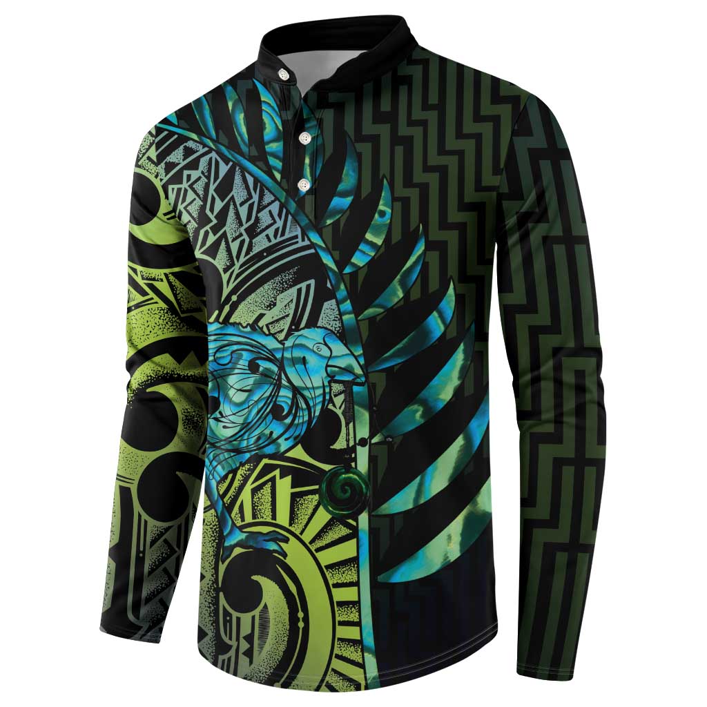 Southland Takehe Pounama Button Sweatshirt Aotearoa Poutama Paua Shell Fern LT14 - Polynesian Pride