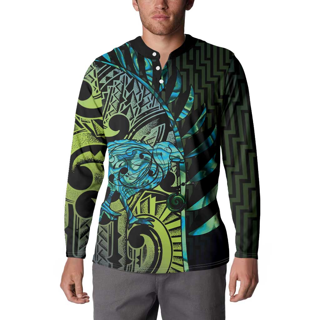 Southland Takehe Pounama Button Sweatshirt Aotearoa Poutama Paua Shell Fern LT14 - Polynesian Pride