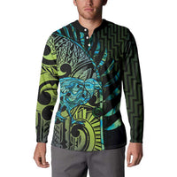 Southland Takehe Pounama Button Sweatshirt Aotearoa Poutama Paua Shell Fern LT14 - Polynesian Pride