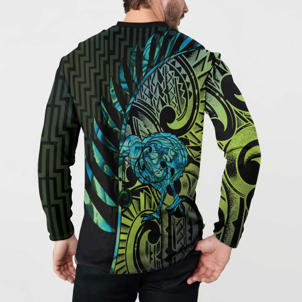 Southland Takehe Pounama Button Sweatshirt Aotearoa Poutama Paua Shell Fern LT14 - Polynesian Pride