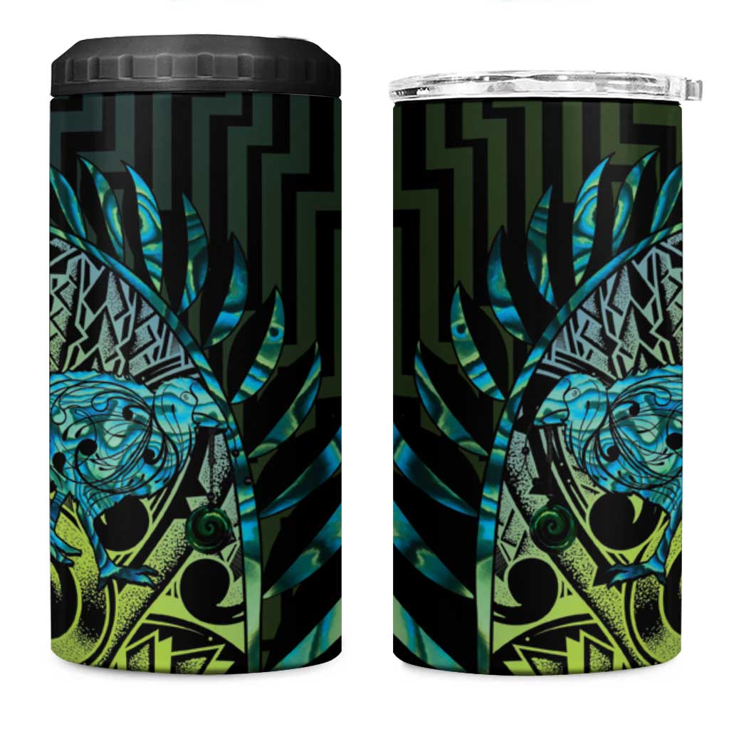 Southland Takehe Pounama 4 in 1 Can Cooler Tumbler Aotearoa Poutama Paua Shell Fern LT14 One Size: 16 oz Black - Polynesian Pride