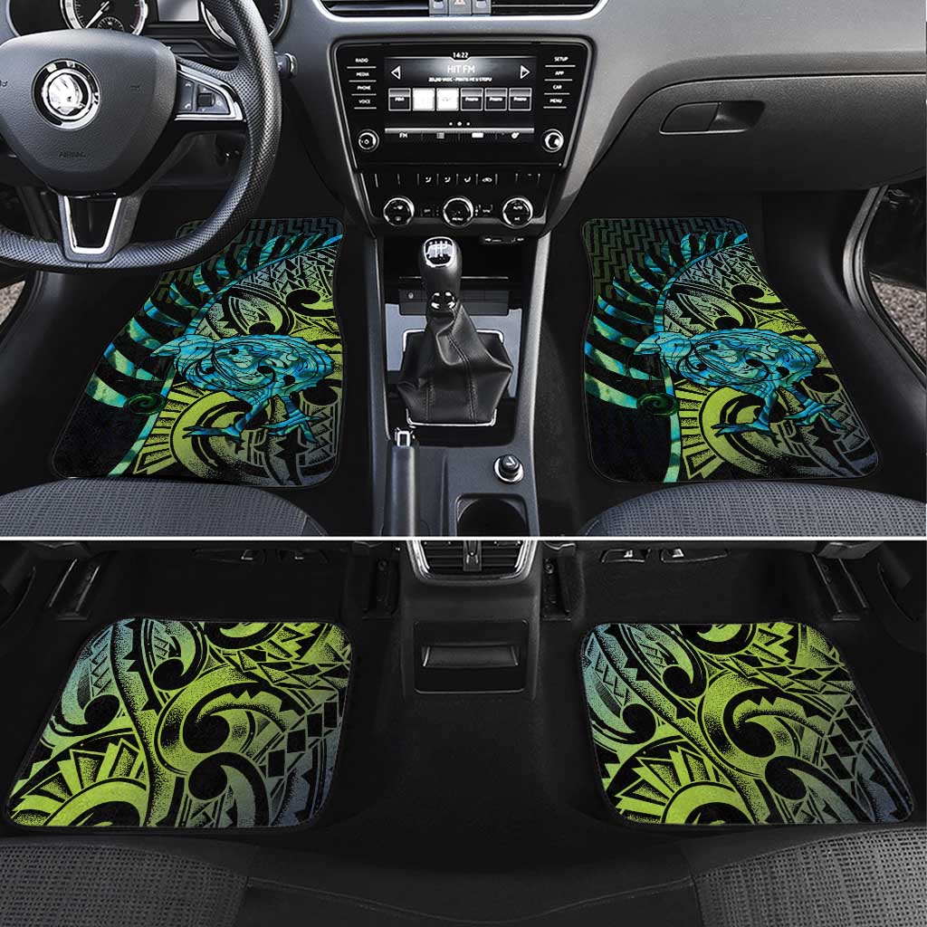 Southland Takehe Pounama Car Mats Aotearoa Poutama Paua Shell Fern LT14 Set 4pcs Black - Polynesian Pride