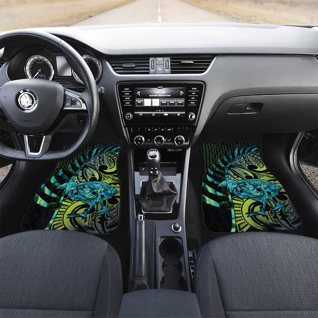 Southland Takehe Pounama Car Mats Aotearoa Poutama Paua Shell Fern LT14 Set 2pcs - Front Black - Polynesian Pride