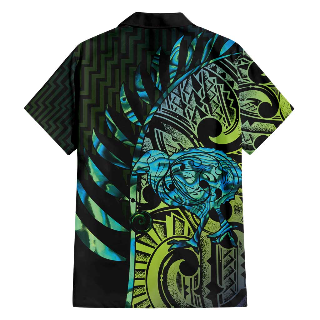 Southland Takehe Pounama Family Matching Long Sleeve Bodycon Dress and Hawaiian Shirt Aotearoa Poutama Paua Shell Fern