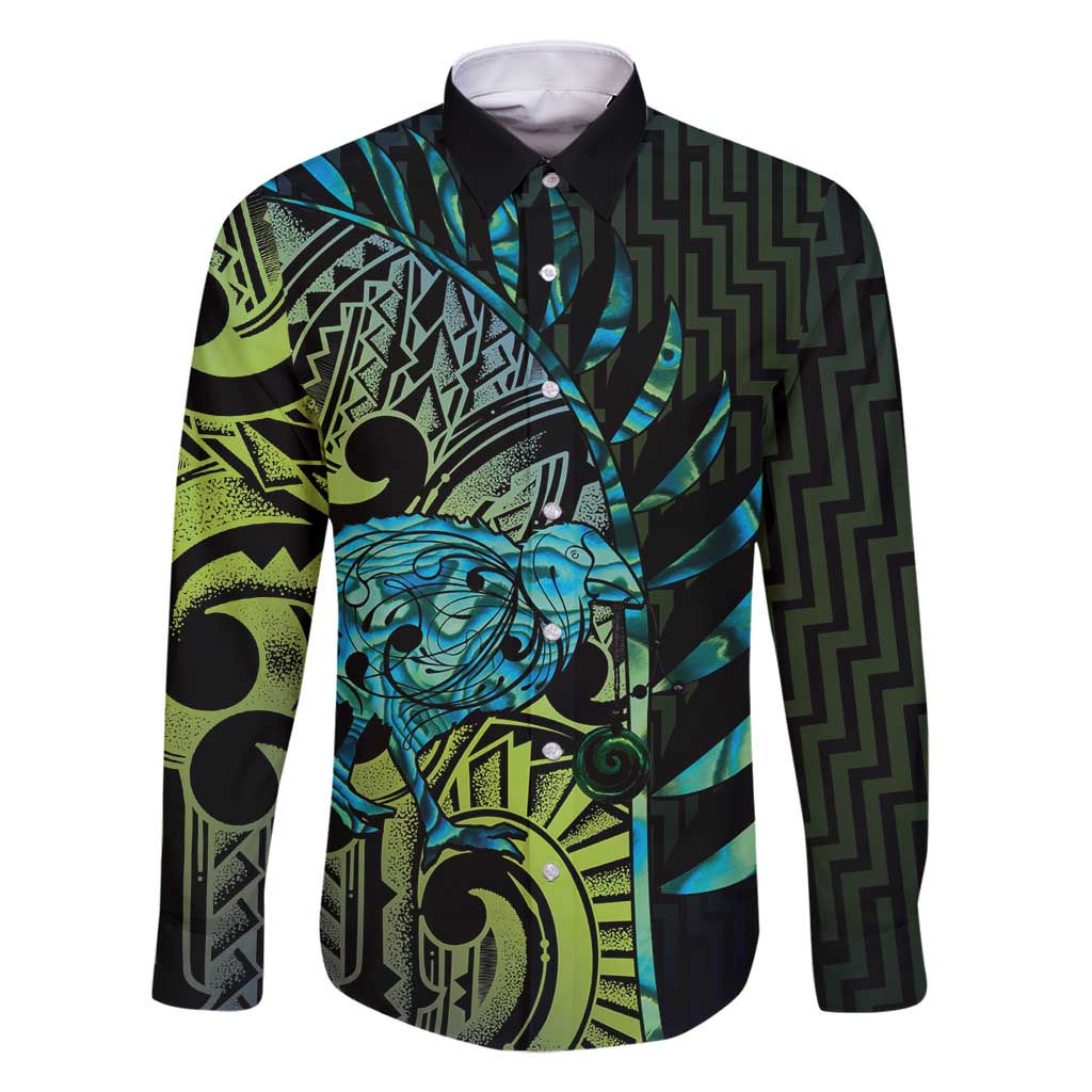 Southland Takehe Pounama Family Matching Mermaid Dress and Hawaiian Shirt Aotearoa Poutama Paua Shell Fern