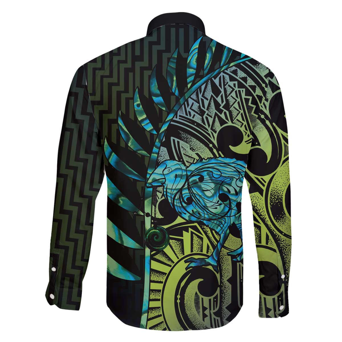 Southland Takehe Pounama Family Matching Off The Shoulder Long Sleeve Dress and Hawaiian Shirt Aotearoa Poutama Paua Shell Fern