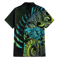 Southland Takehe Pounama Family Matching Short Sleeve Bodycon Dress and Hawaiian Shirt Aotearoa Poutama Paua Shell Fern