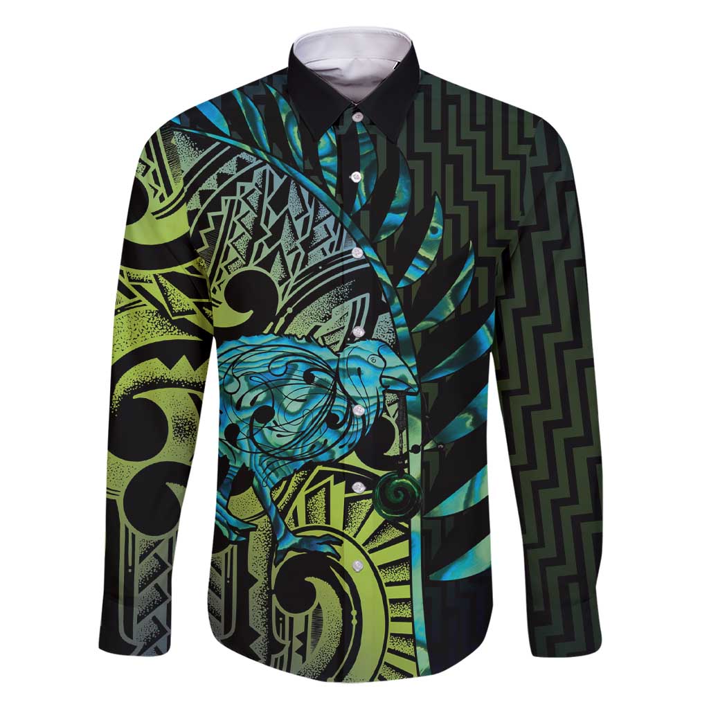 Southland Takehe Pounama Family Matching Short Sleeve Bodycon Dress and Hawaiian Shirt Aotearoa Poutama Paua Shell Fern