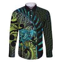 Southland Takehe Pounama Family Matching Short Sleeve Bodycon Dress and Hawaiian Shirt Aotearoa Poutama Paua Shell Fern