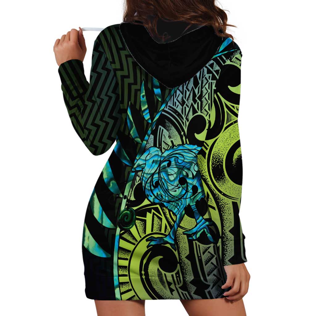 Southland Takehe Pounama Hoodie Dress Aotearoa Poutama Paua Shell Fern