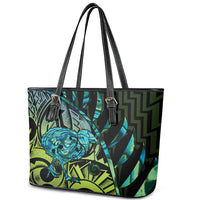 Southland Takehe Pounama Leather Tote Bag Aotearoa Poutama Paua Shell Fern