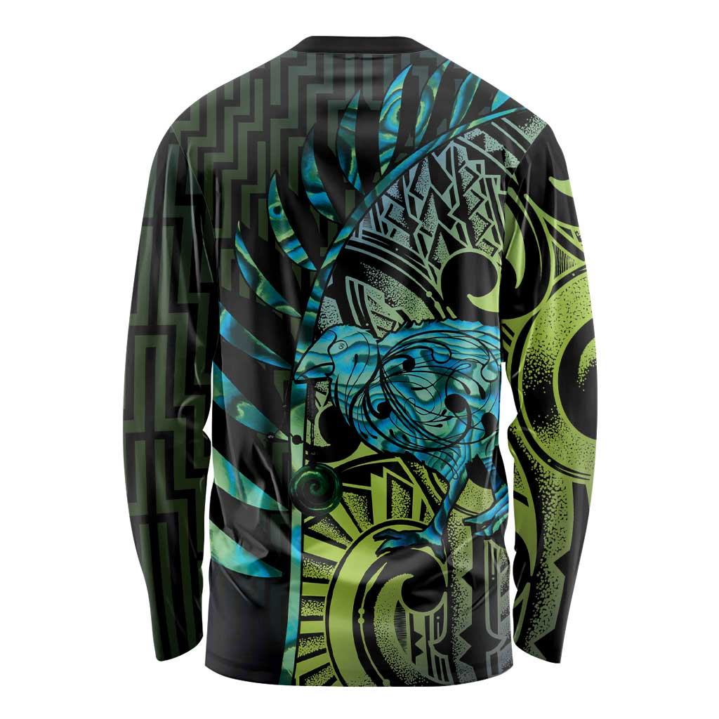 Southland Takehe Pounama Long Sleeve Shirt Aotearoa Poutama Paua Shell Fern LT14 - Polynesian Pride