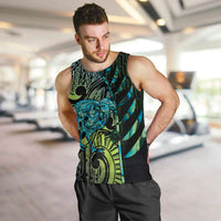 Southland Takehe Pounama Men Tank Top Aotearoa Poutama Paua Shell Fern LT14 Black - Polynesian Pride