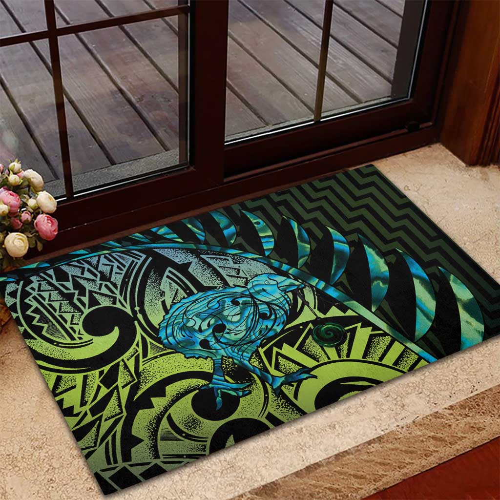 Southland Takehe Pounama Rubber Doormat Aotearoa Poutama Paua Shell Fern LT14 - Polynesian Pride