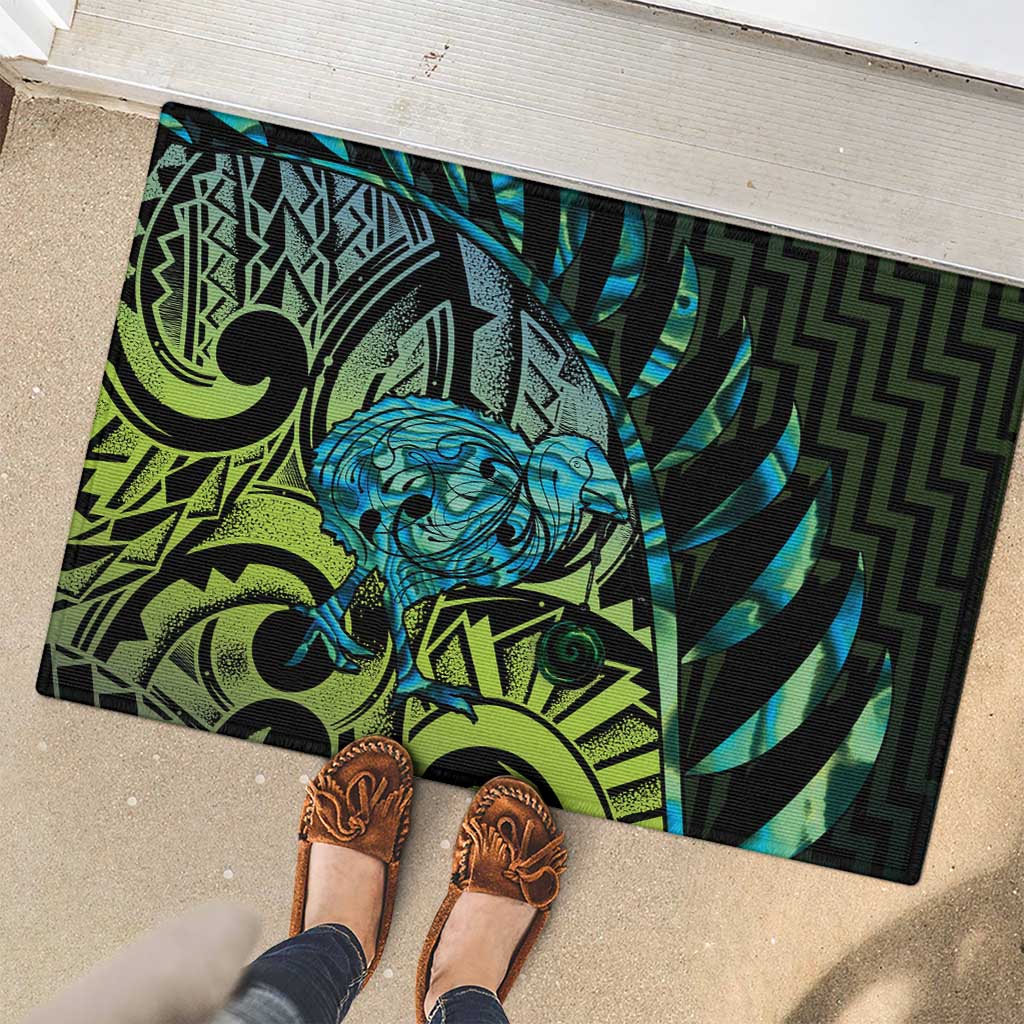 Southland Takehe Pounama Rubber Doormat Aotearoa Poutama Paua Shell Fern LT14 - Polynesian Pride