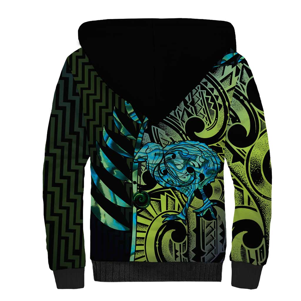 Southland Takehe Pounama Sherpa Hoodie Aotearoa Poutama Paua Shell Fern LT14 - Polynesian Pride