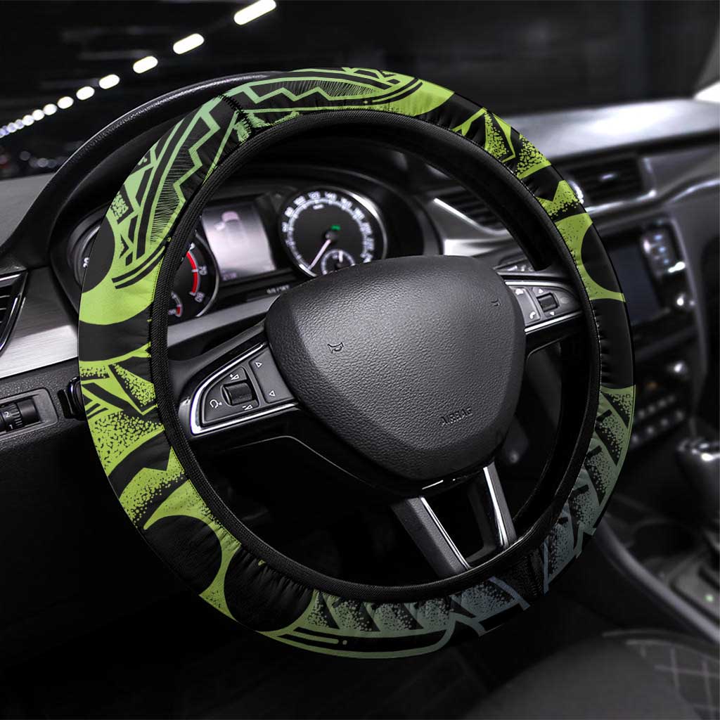 Southland Takehe Pounama Steering Wheel Cover Aotearoa Poutama Paua Shell Fern LT14 Universal Fit Black - Polynesian Pride