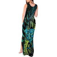 Southland Takehe Pounama Tank Maxi Dress Aotearoa Poutama Paua Shell Fern
