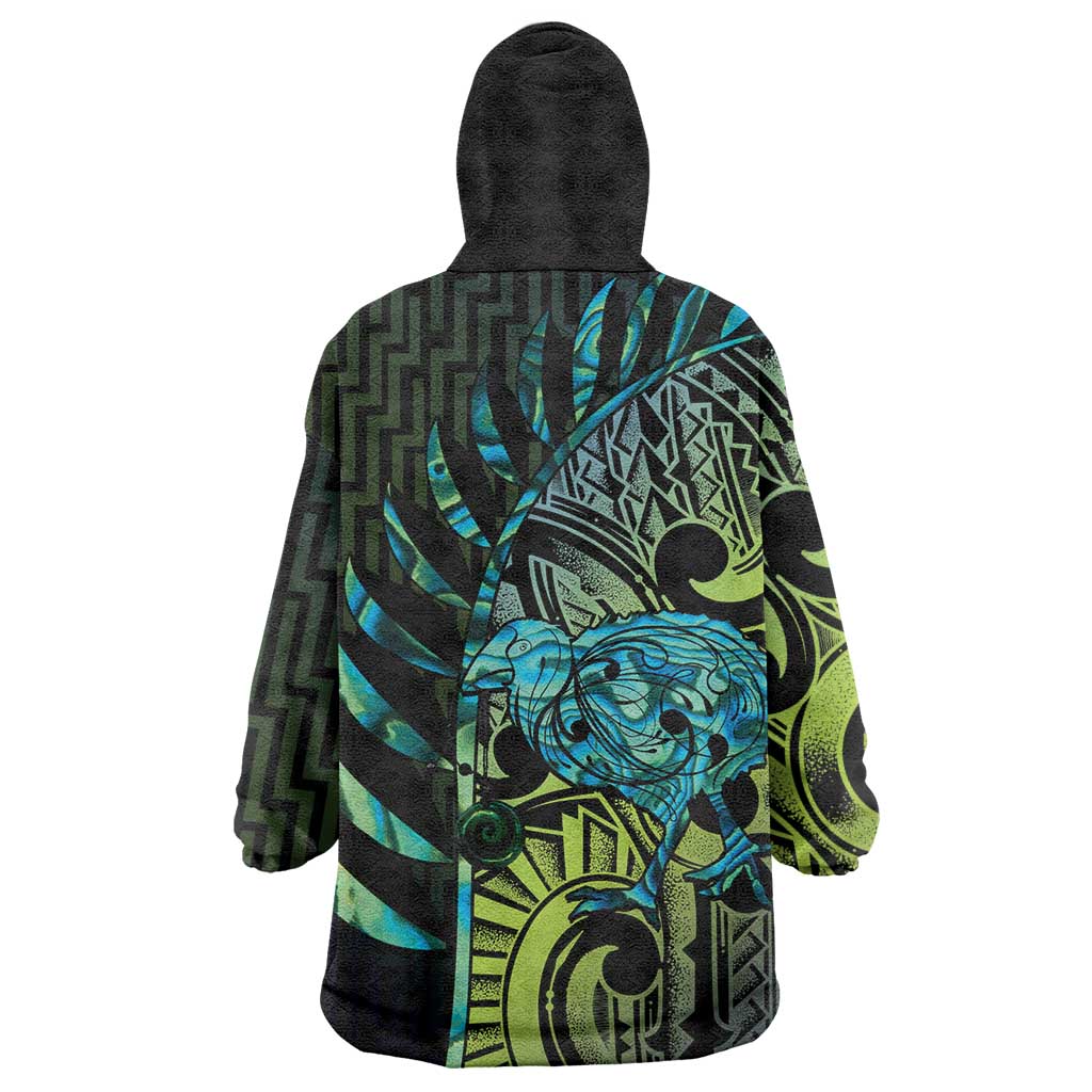 Southland Takehe Pounama Wearable Blanket Hoodie Aotearoa Poutama Paua Shell Fern LT14 - Polynesian Pride