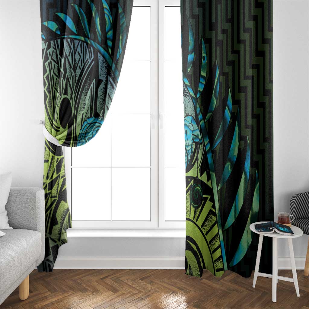 Southland Takehe Pounama Window Curtain Aotearoa Poutama Paua Shell Fern LT14 - Polynesian Pride