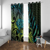 Southland Takehe Pounama Window Curtain Aotearoa Poutama Paua Shell Fern LT14 With Grommets Black - Polynesian Pride