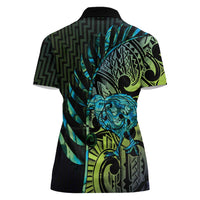 Southland Takehe Pounama Women Polo Shirt Aotearoa Poutama Paua Shell Fern