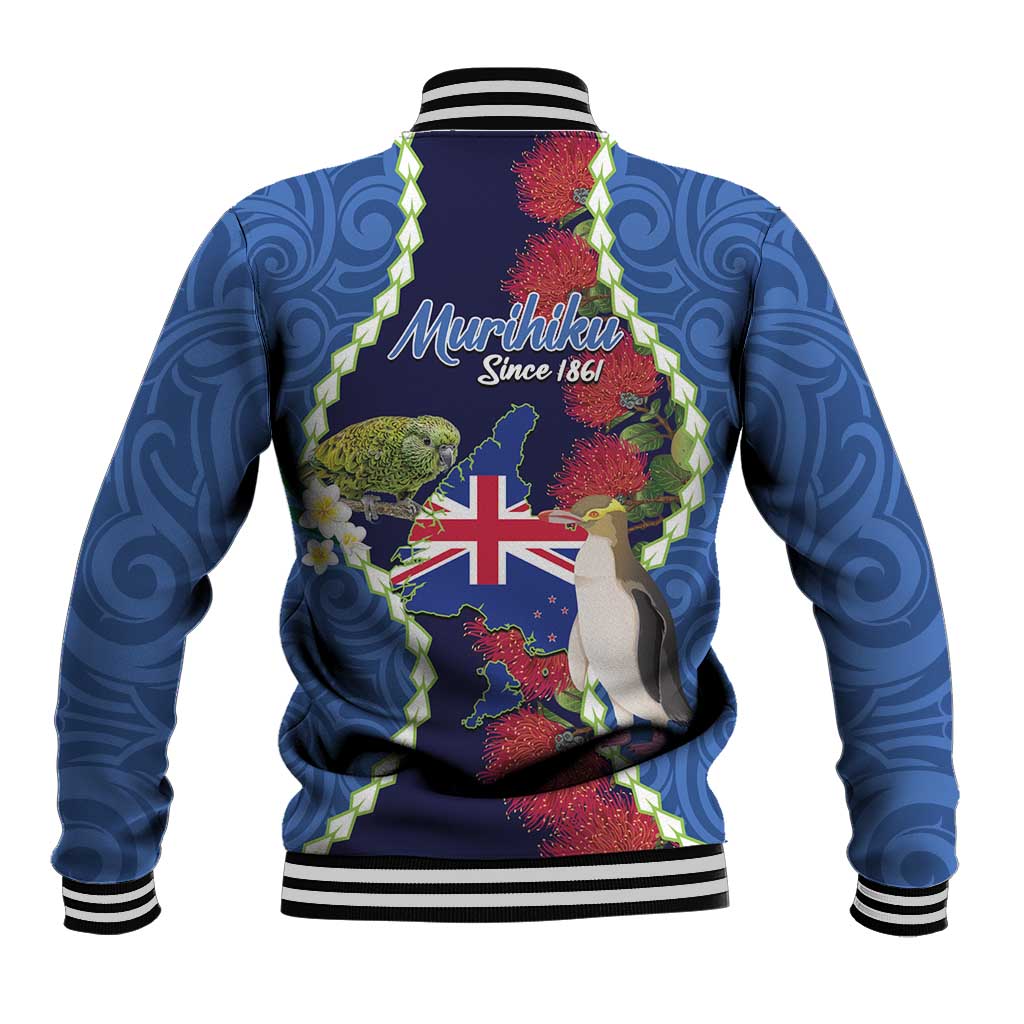 Southland Anniversary Day Baseball Jacket Murihiku 1861 Maori Bird Mix Pohutukawa LT14 - Polynesian Pride