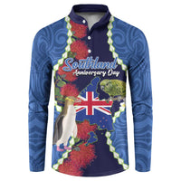 Southland Anniversary Day Button Sweatshirt Murihiku 1861 Maori Bird Mix Pohutukawa LT14 Blue - Polynesian Pride