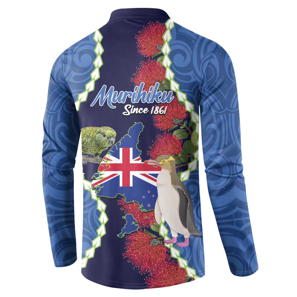Southland Anniversary Day Button Sweatshirt Murihiku 1861 Maori Bird Mix Pohutukawa LT14 - Polynesian Pride