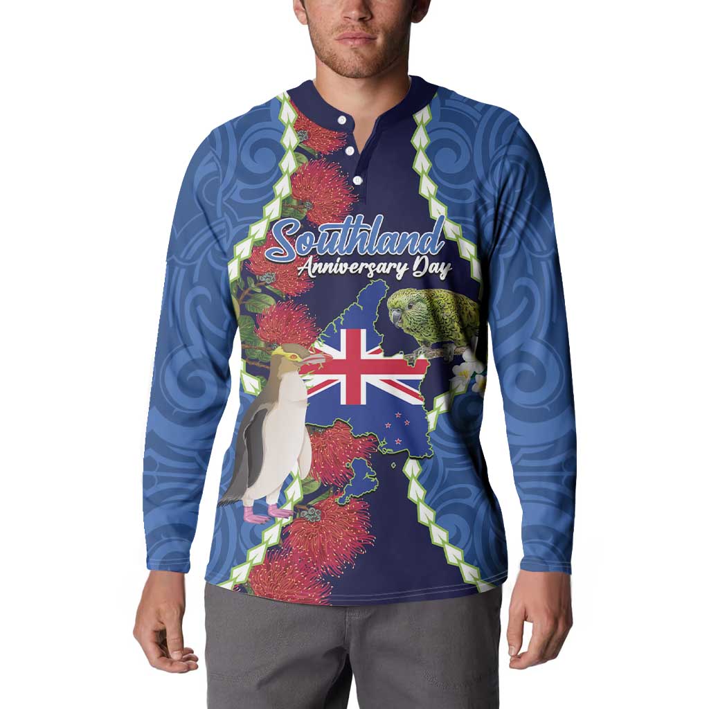 Southland Anniversary Day Button Sweatshirt Murihiku 1861 Maori Bird Mix Pohutukawa LT14 - Polynesian Pride