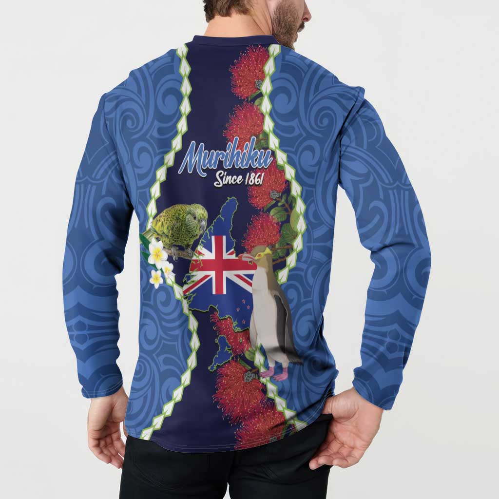 Southland Anniversary Day Button Sweatshirt Murihiku 1861 Maori Bird Mix Pohutukawa LT14 - Polynesian Pride