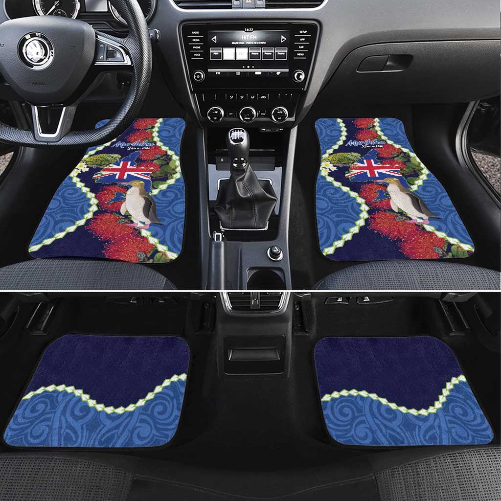 Southland Anniversary Day Car Mats Murihiku 1861 Maori Bird Mix Pohutukawa LT14 Set 4pcs Blue - Polynesian Pride
