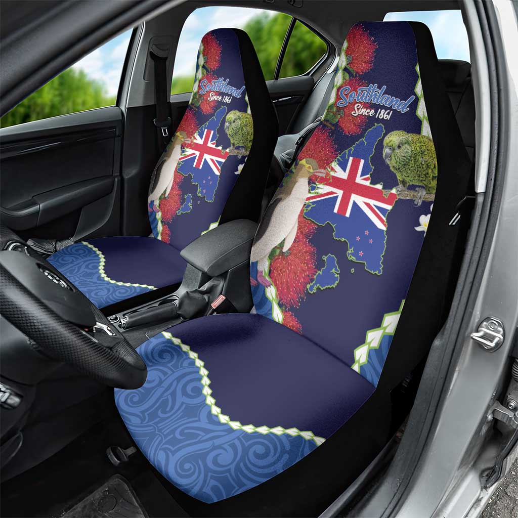 Southland Anniversary Day Car Seat Cover Murihiku 1861 Maori Bird Mix Pohutukawa