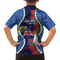 Southland Anniversary Day Family Matching Long Sleeve Bodycon Dress and Hawaiian Shirt Murihiku 1861 Maori Bird Mix Pohutukawa