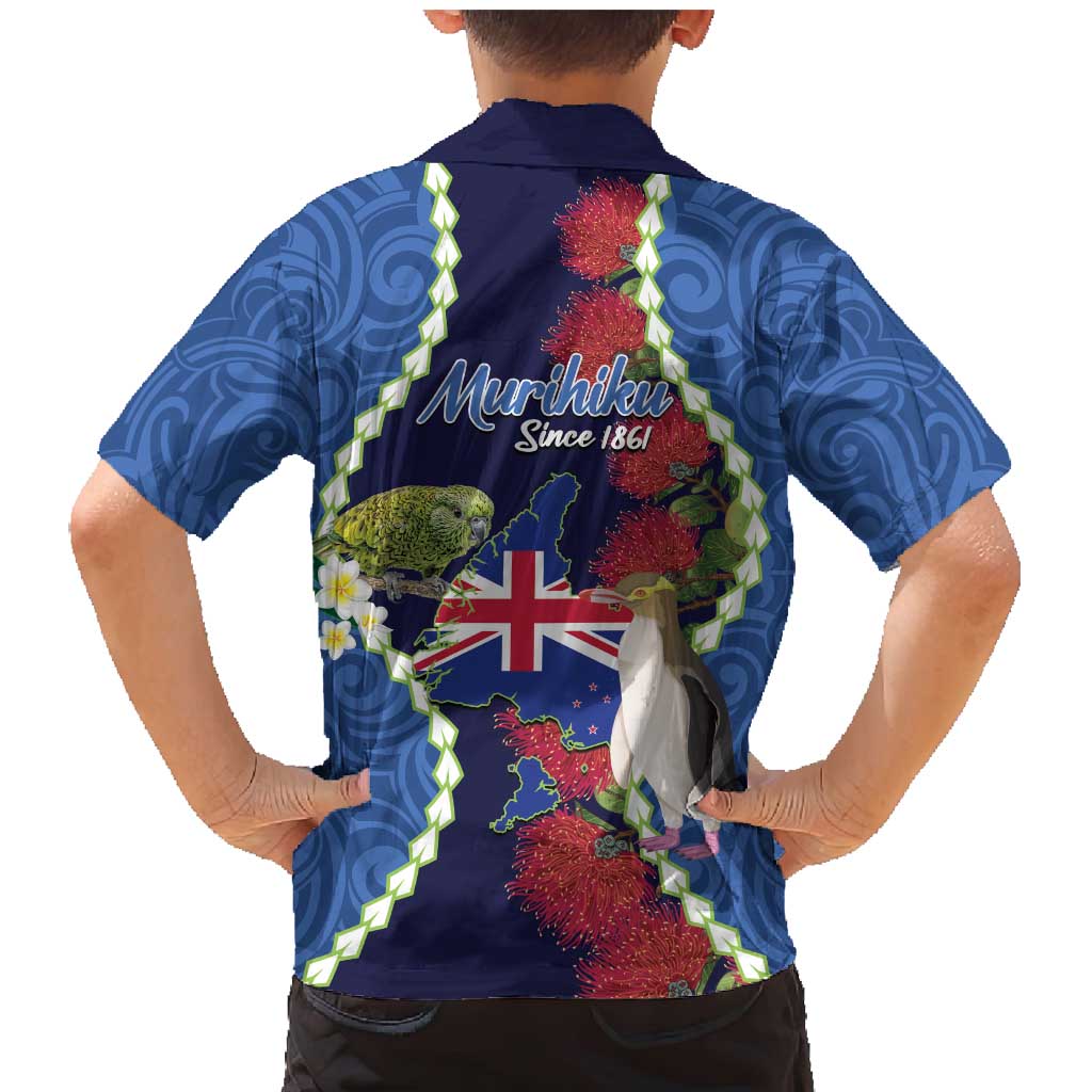 Southland Anniversary Day Family Matching Mermaid Dress and Hawaiian Shirt Murihiku 1861 Maori Bird Mix Pohutukawa