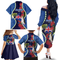Southland Anniversary Day Family Matching Off The Shoulder Long Sleeve Dress and Hawaiian Shirt Murihiku 1861 Maori Bird Mix Pohutukawa
