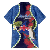 Southland Anniversary Day Family Matching Off Shoulder Short Dress and Hawaiian Shirt Murihiku 1861 Maori Bird Mix Pohutukawa