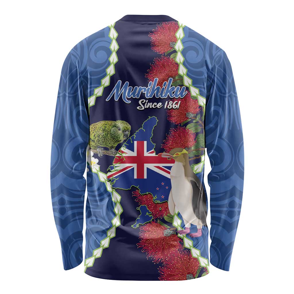 Southland Anniversary Day Long Sleeve Shirt Murihiku 1861 Maori Bird Mix Pohutukawa LT14 - Polynesian Pride