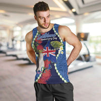 Southland Anniversary Day Men Tank Top Murihiku 1861 Maori Bird Mix Pohutukawa LT14 Blue - Polynesian Pride