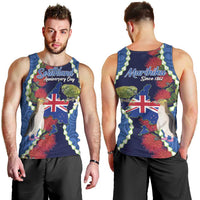 Southland Anniversary Day Men Tank Top Murihiku 1861 Maori Bird Mix Pohutukawa LT14 - Polynesian Pride
