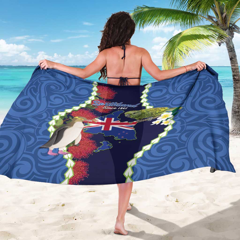 Southland Anniversary Day Sarong Murihiku 1861 Maori Bird Mix Pohutukawa