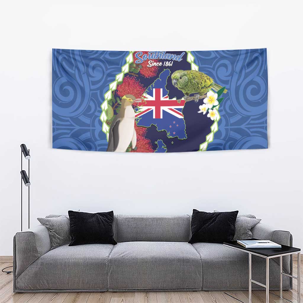 Southland Anniversary Day Tapestry Murihiku 1861 Maori Bird Mix Pohutukawa