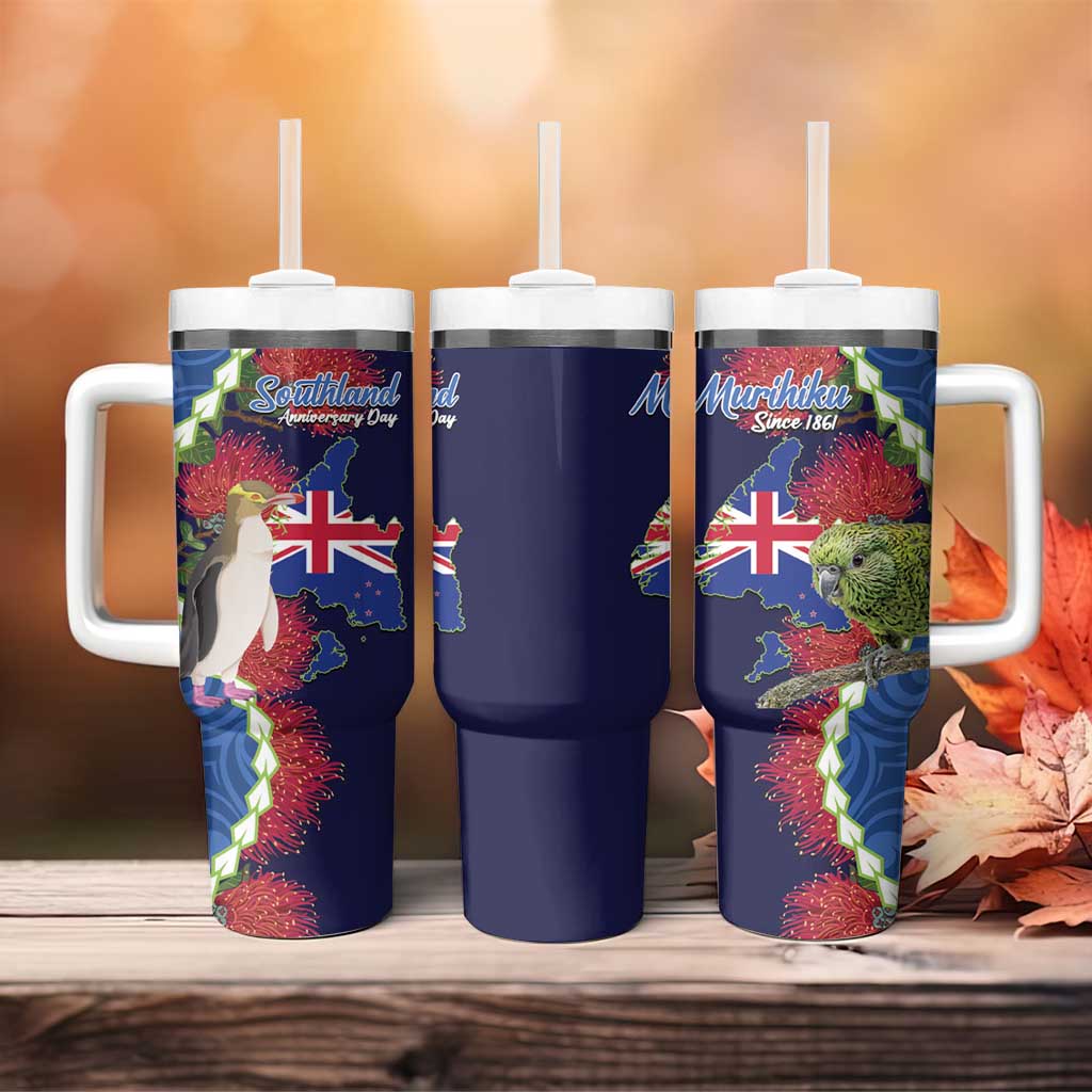 Southland Anniversary Day Tumbler With Handle Murihiku 1861 Maori Bird Mix Pohutukawa